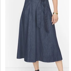 Talbots tie- waist denim skirt, size 8. Never worn